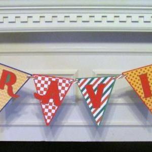 Pizza Party Birthday Banner With Personalized Name..