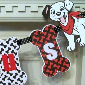 Doggy Birthday Banner With Name Banner And Puppy..