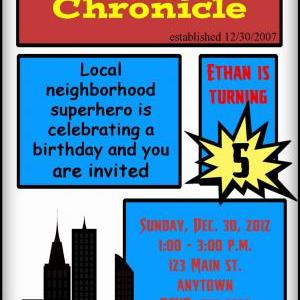 Diy Superhero Birthday Invitation In Newspaper..