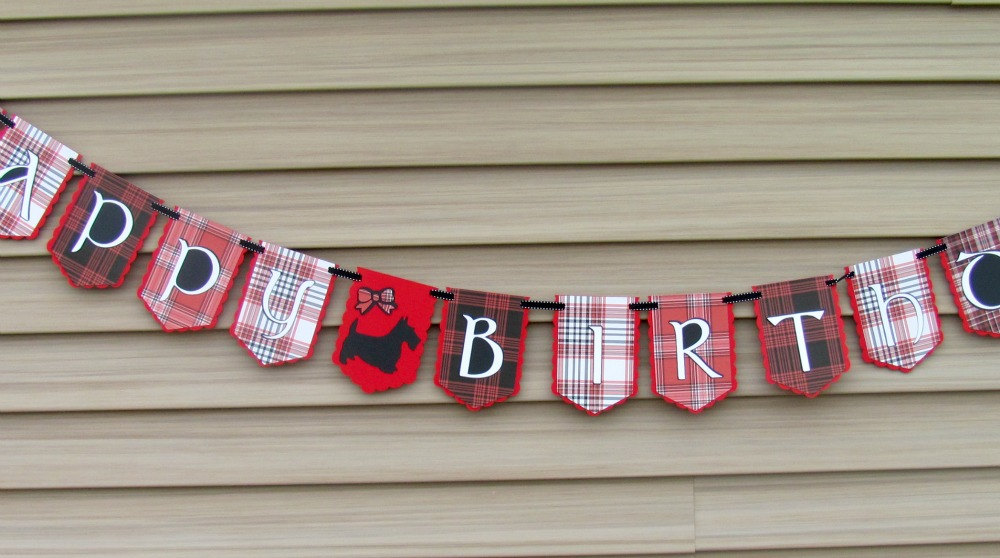 Happy Birthday Banner, Tartan Plaid Birthday Banner, Celtic Birthday ...