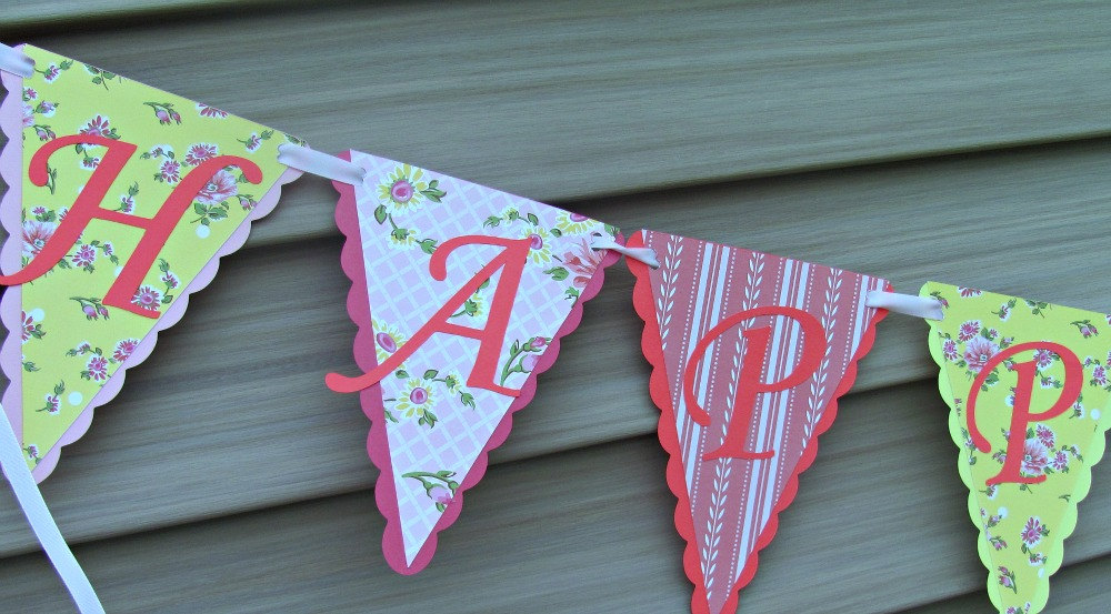 Happy Birthday Banner, Shower, Bridal Banner, Mother's Day Banner, Shabby Chic Floral Banner