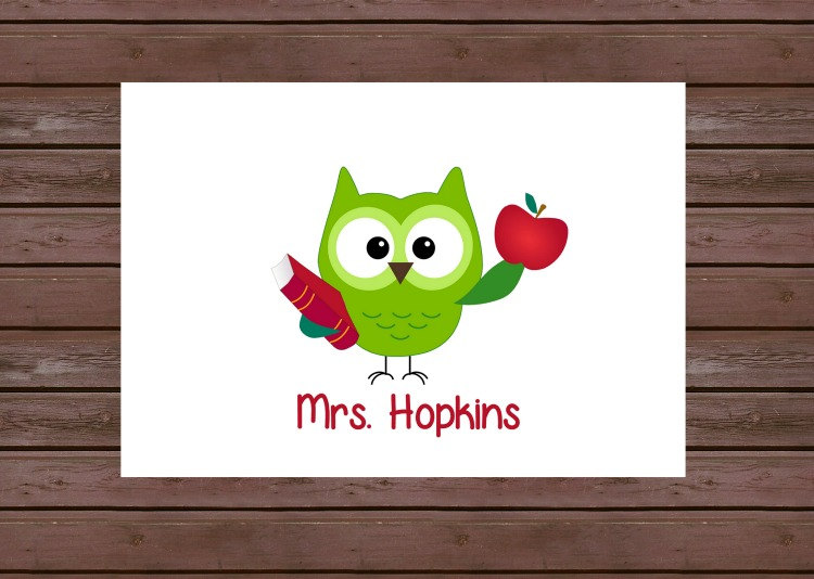 Owl Note Cards/personalized Stationary For Teacher/ Set Of 8