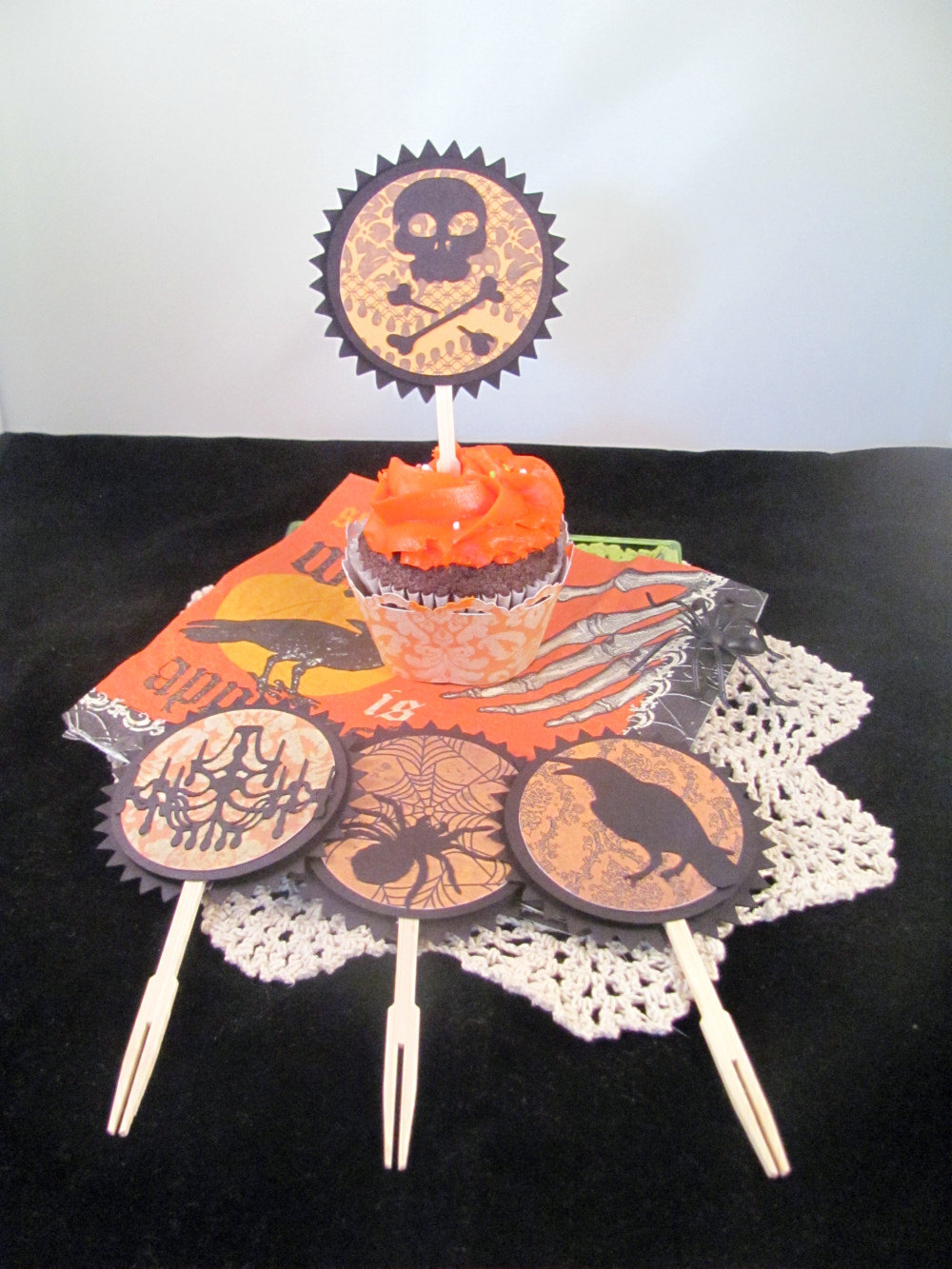 Victorian Inspired Halloween Cupcake Toppers/cocktail Forks Featuring Damask