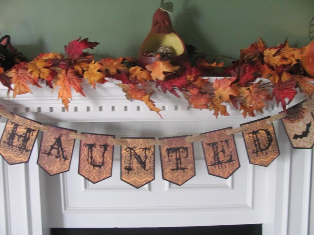 Victorian "haunted" Halloween Banner Featuring Gothic Styled Lettering